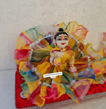Handmade Organza Frock with Cotton Lining - Designer Laddu Gopal Dress, Kanha Ji Poshak, Bal Gopal Dress for Janmashtami Festival