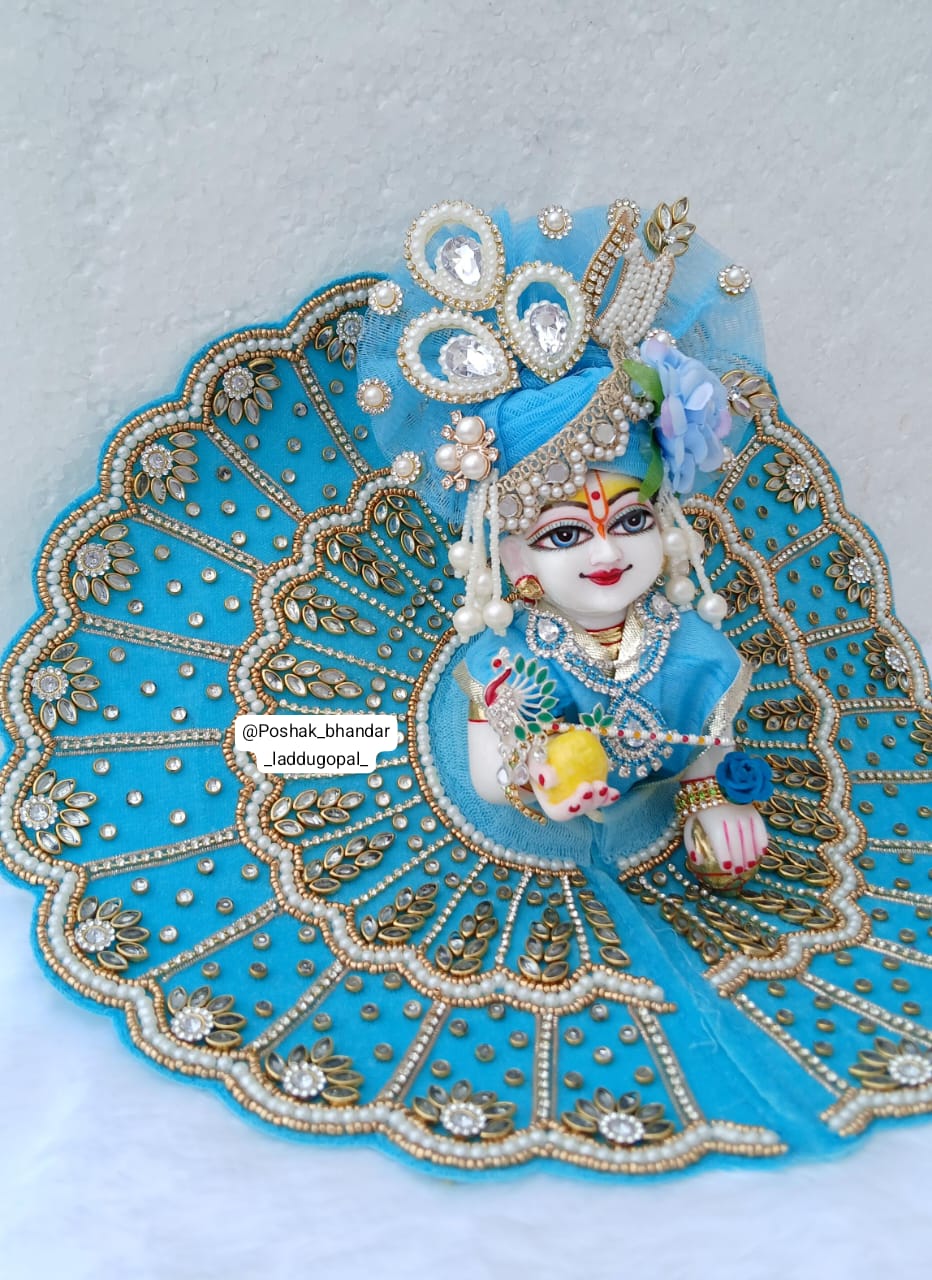Handmade Kundan Work Heavy Laddu Gopal Dress - Designer Kanha Ji Poshak for Janmashtami, Fancy Bal Gopal & Krishna Ji Dress