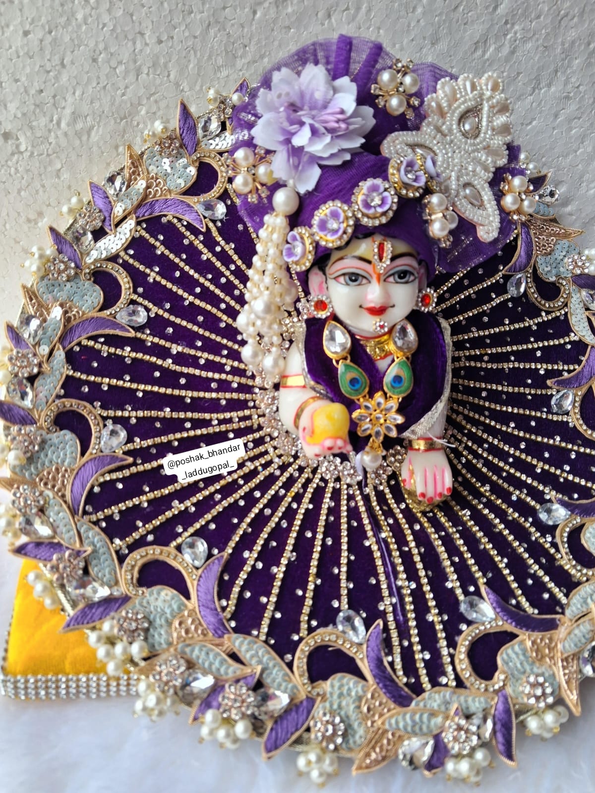 Handmade 3/4 Sleeve Heavy Laddu Gopal Dress - Designer Kanha Ji Poshak for Janmashtami, Fancy Bal Gopal & Krishna Ji Dress