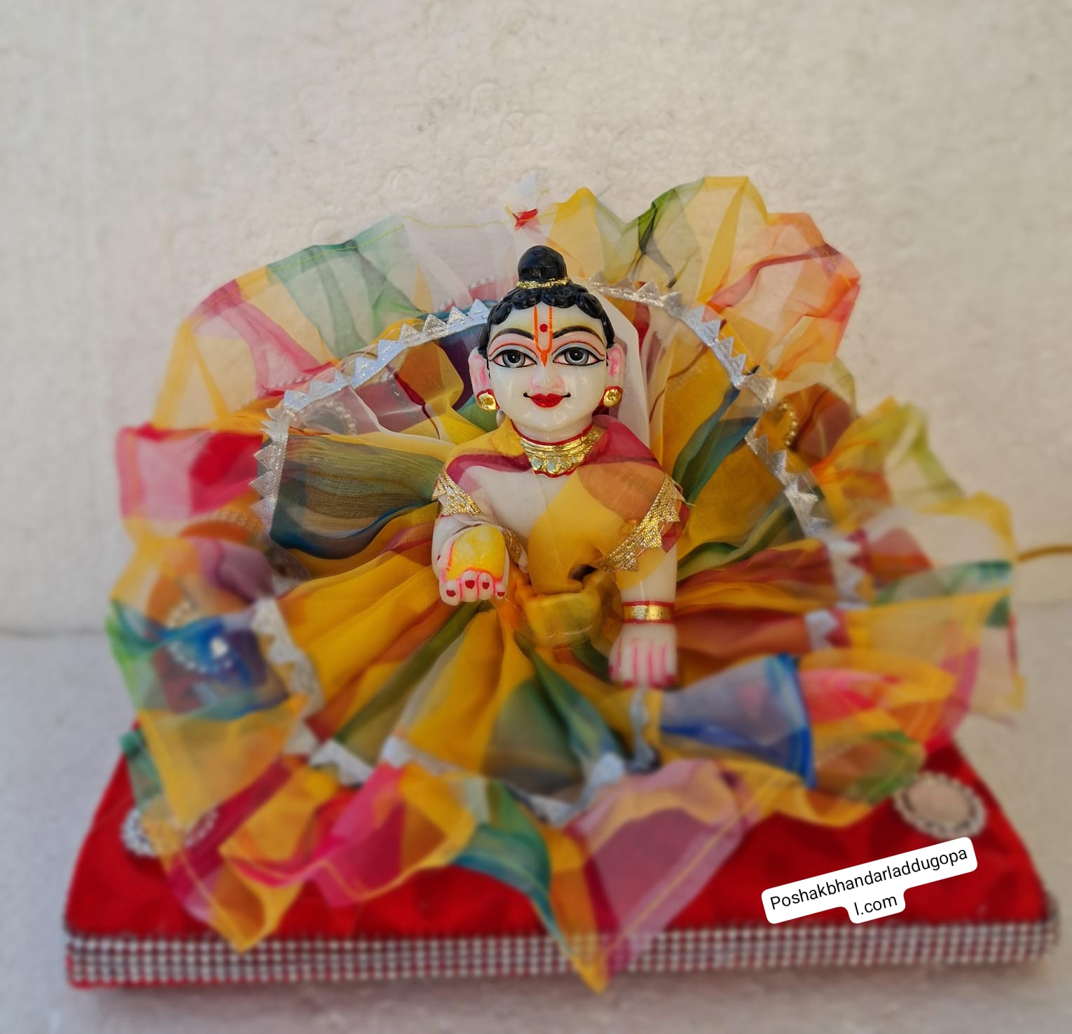 Handmade Organza Frock with Cotton Lining - Designer Laddu Gopal Dress, Kanha Ji Poshak, Bal Gopal Dress for Janmashtami Festival