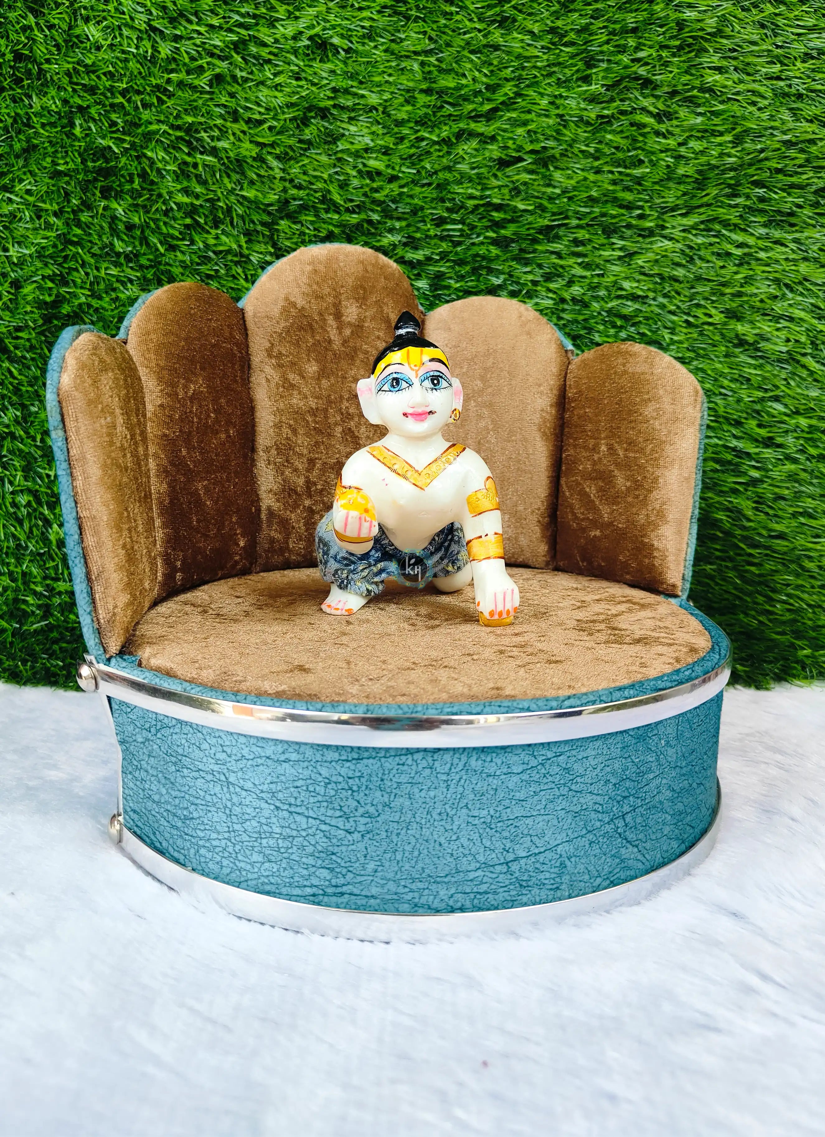 Round sofa cum singhasan with 2 pillow for laddu gopal ji (random color)