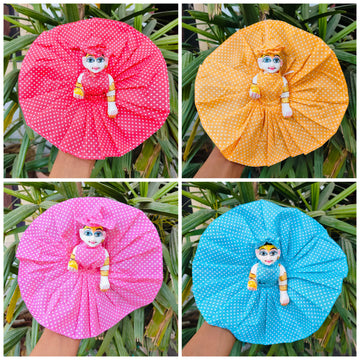 Handmade Summer Dot Print Cotton Dress Set for Laddu Gopal Ji - Pack of 4 Designer Poshaks for Janmashtami, Bal Gopal & Krishna Ji Dress