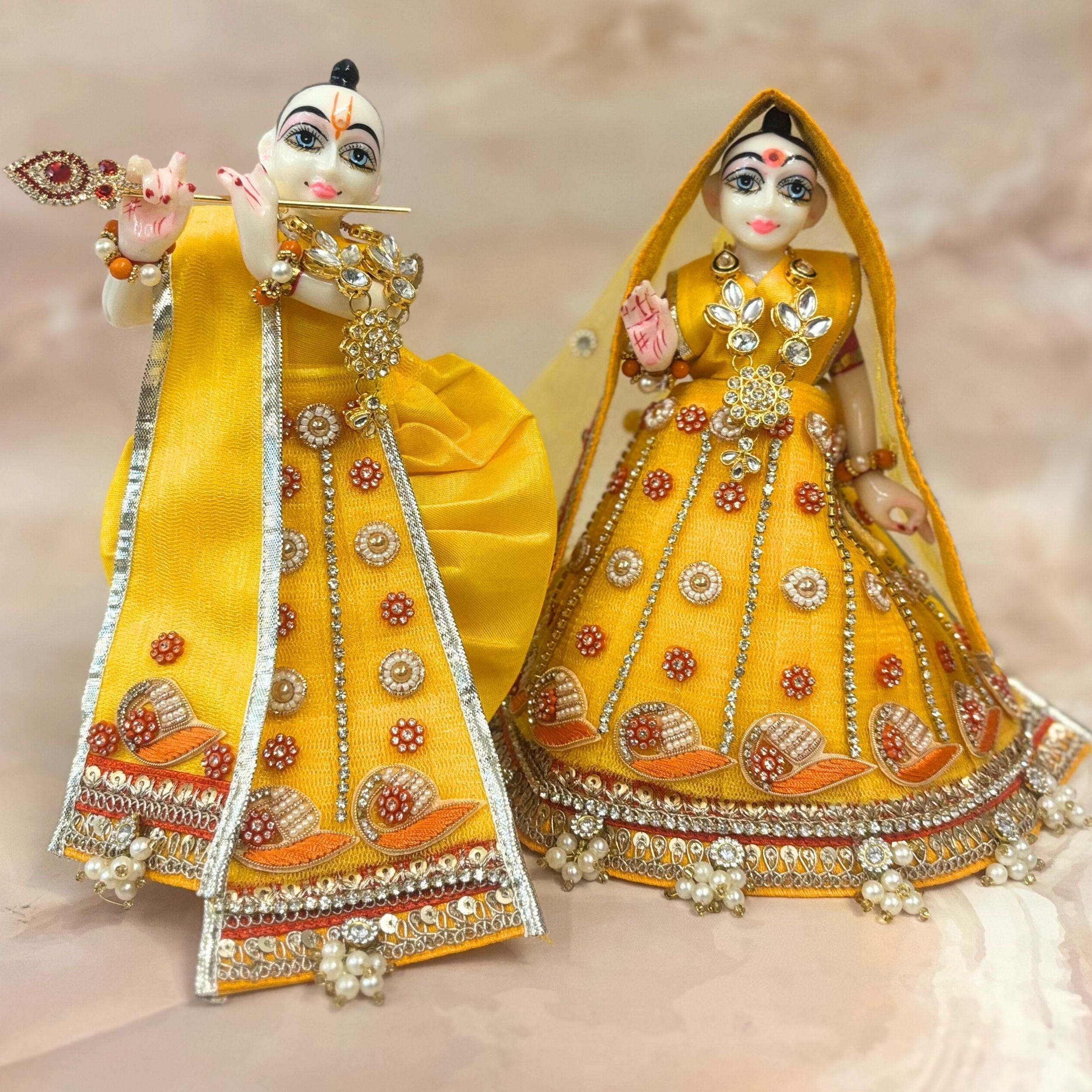 Handmade Kanakshri Radha Krishna Dress Set - Designer Laddu Gopal Dress & Poshak for Janmashtami, Fancy Bal Gopal & Krishna Ji Dress